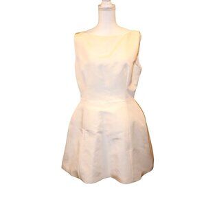 Brandon Maxwell Ivory Sleeveless Fit & Flare Silk Dress, Size 14 NWT